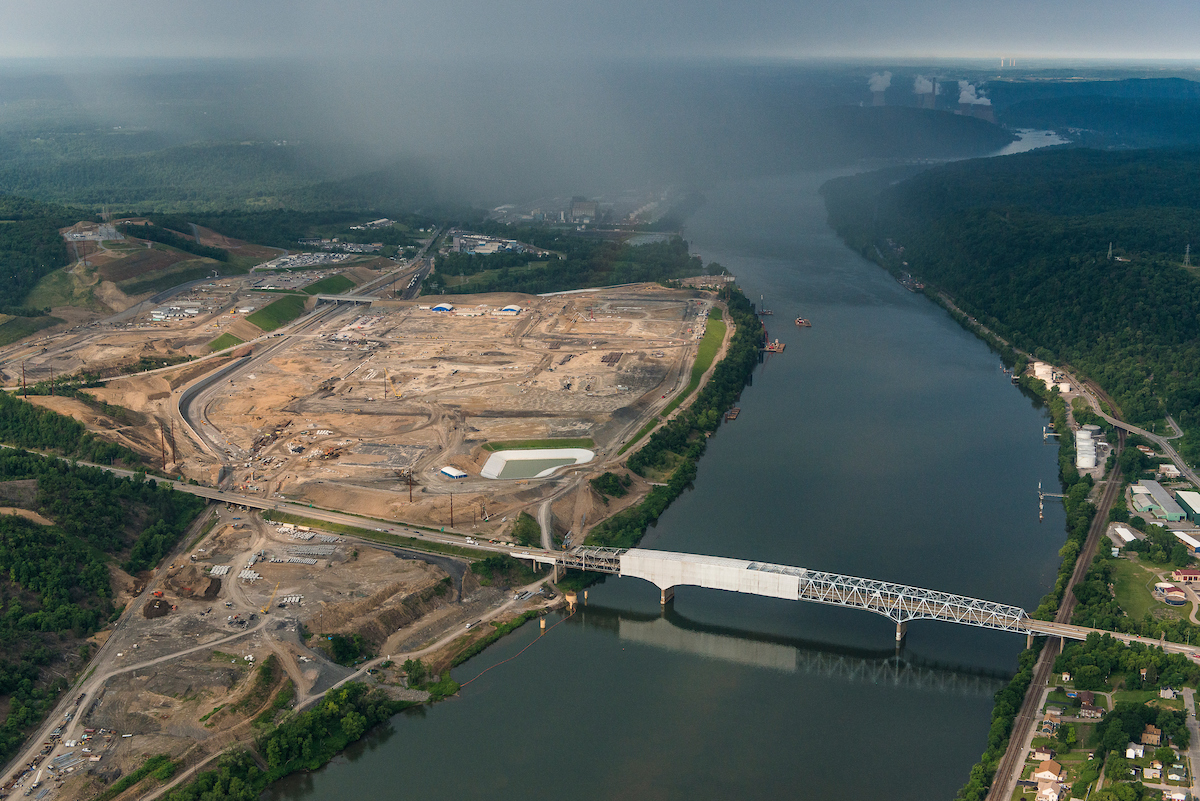 Massive shell processing plant under construction in Beaver County PA and across the Ohio River from the town of Beaver. This massive processing plant, near residential areas, schools and hospitals, will be a serious threat to the health of the those living in the region.