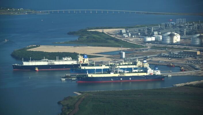 LNG tankers docked at Sabine Pass LNG, LA on the Gulf Coast. Photo credit: Ted Auch, 2023. LNG tankers docked at Sabine Pass LNG, LA on the Gulf Coast. Photo credit: Ted Auch, 2023.