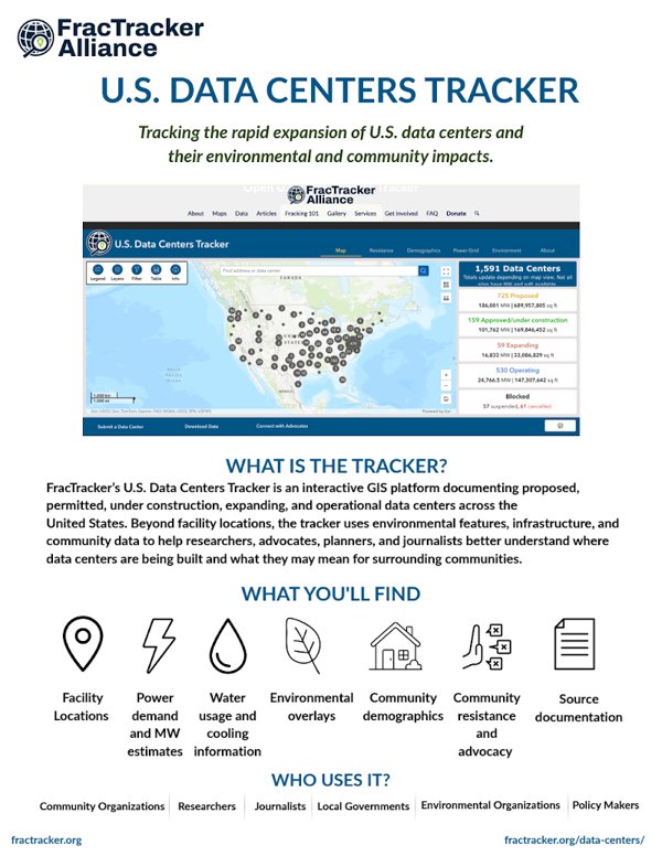 Cover of FracTracker’s U.S. Data Center Tracker